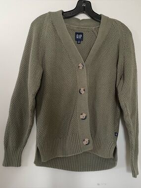 GAP Olive Green Button Up knit Cardigan Womens XS Cottagecore Peasant Minimalist